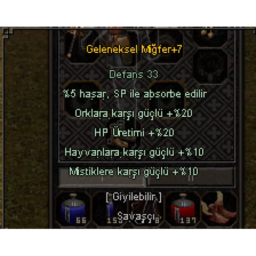 20 Ork - 10 Mistik - 20 hp üretimi  5 EFSUN KASK +7